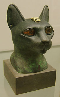 Egyptian cat head statue